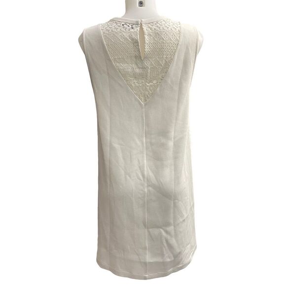 REBECCA MINKOFF IVORY SLEEVELESS SHIFT DRESS, Lace V neck details sz Medium - Picture 3 of 11